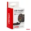 AMiO vízálló telefontöltő – digitális voltmérő USB + USB C 12/24V MOD-07 (02857)