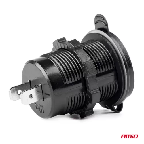 AMiO vízálló telefontöltő USB+USB-C 12/24V MOD-08 (02858)