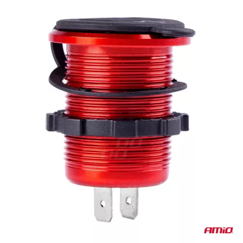 AMiO vízálló telefontöltő – digitális voltmérő 2xUSB 12/24V MOD-11 (02861)