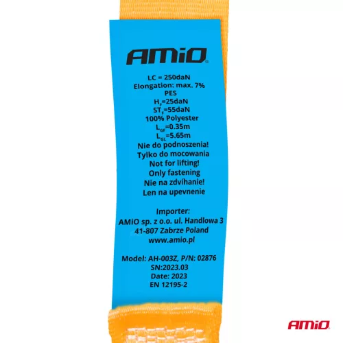 AMiO racsnis rakományrögzítő heveder 500kg 25mm 6m BELT-08 (02876)