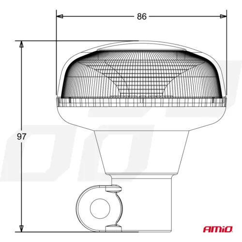 AMiO LED-es figyelmeztető lámpa 18 LED R65 R10 12V 24V W21p (02922)