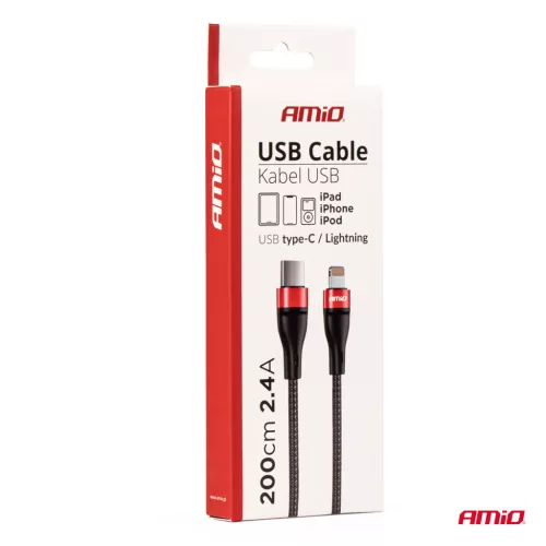 AMiO USB-C+Lightning kábel200cm FullLINK UC-19 (02931)