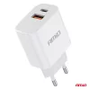 AMiO hálózati töltő PCH PRO-09 USB+USB-C 20W gyorstöltés 230V (02935)