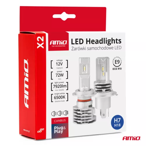 AMiO LED fényszóróizzók X2 sorozat H7 (02973)