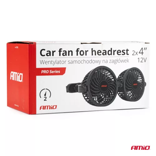 AMiO autós ventilátor – fejtámla 2x4" 12V (03008)