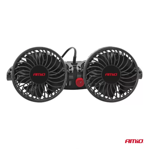 AMiO autós ventilátor – fejtámla – USB töltő 2x4" 12V (03009)