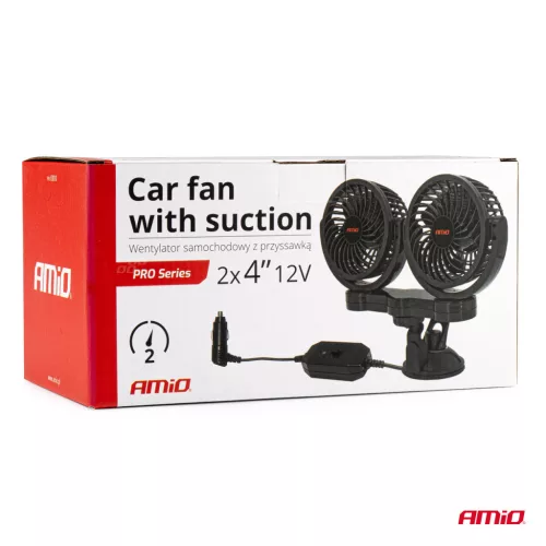 AMiO autós ventilátor – tapadókorongos 2x4" 12V (03010)