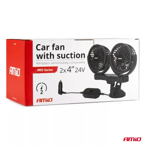 AMiO autós ventilátor – tapadókorongos 2x4" 24V (03011)