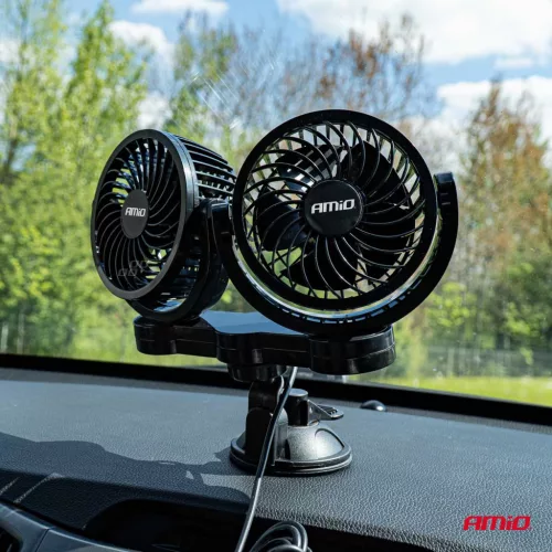 AMiO autós ventilátor – tapadókorongos 2x4" 24V (03011)