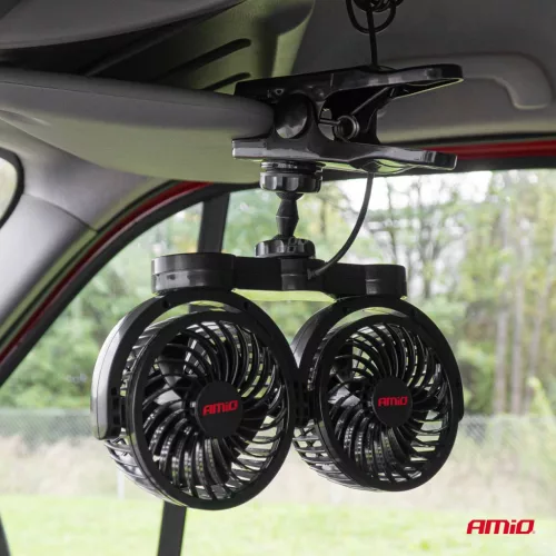 AMiO csíptethető autós ventilátor 2x4" 12V (03012)