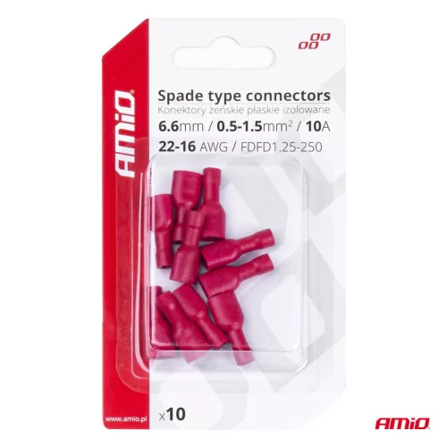 AMiO lapos kábelsaruk 6.6mm 0.5-1.5mm2 10A 10 db (03063)