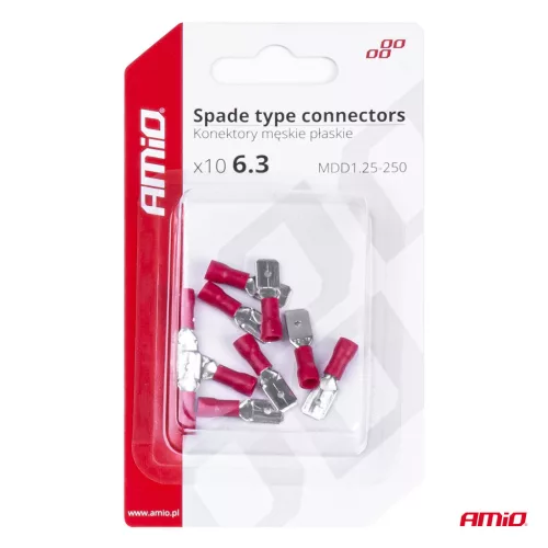 AMiO lapos kábelsaruk 6.3mm 0.5-1.5mm2 10A 10 db (03066)