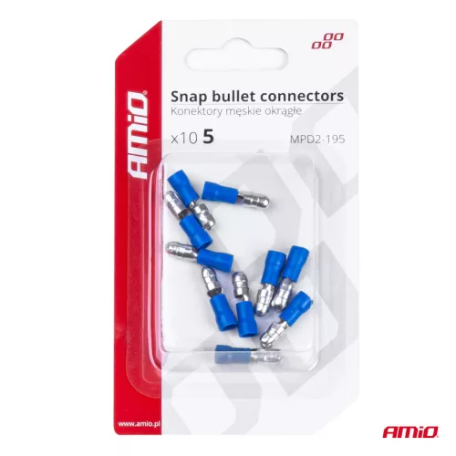 AMiO pattintós hengeres csatlakozók dugó 5mm 1.5-.25mm2 15A 10 db (03074)