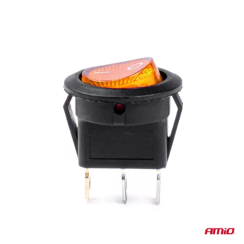 AMiO kerek kapcsoló – sárga fény 12/24V max. 20A ON/OFF (03085)