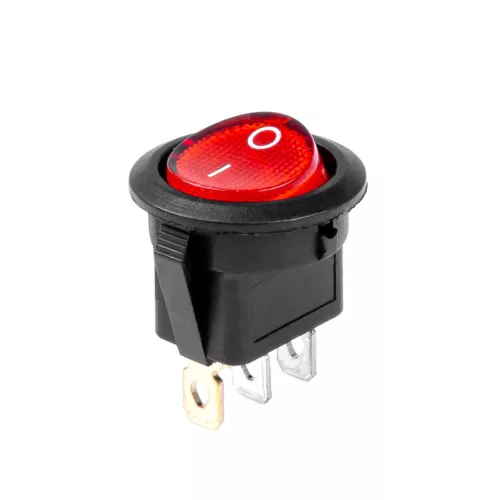 AMiO kerek kapcsoló – piros fény 12/24V max. 20A ON/OFF (03086)