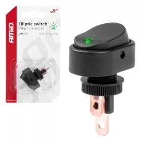   AMiO elliptikus kapcsoló – zöld fény 12/24V max. 30A ON/OFF (03087)