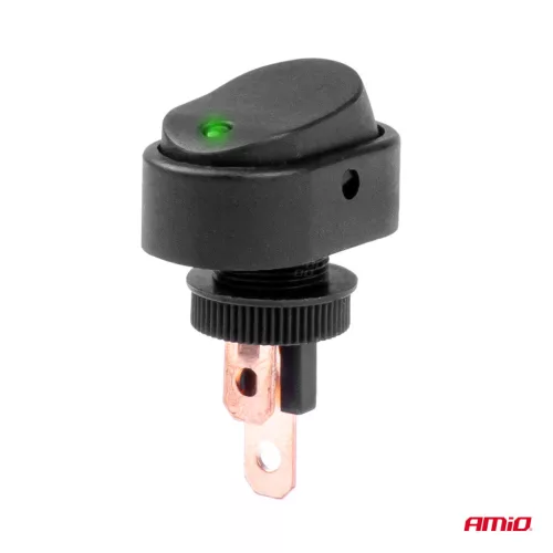 AMiO elliptikus kapcsoló – zöld fény 12/24V max. 30A ON/OFF (03087)