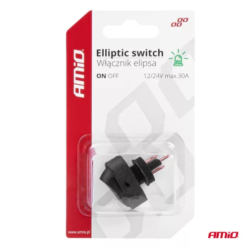 AMiO elliptikus kapcsoló – zöld fény 12/24V max. 30A ON/OFF (03087)