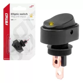   AMiO elliptikus kapcsoló – sárga fény 12/24V max. 30A ON/OFF (03088)