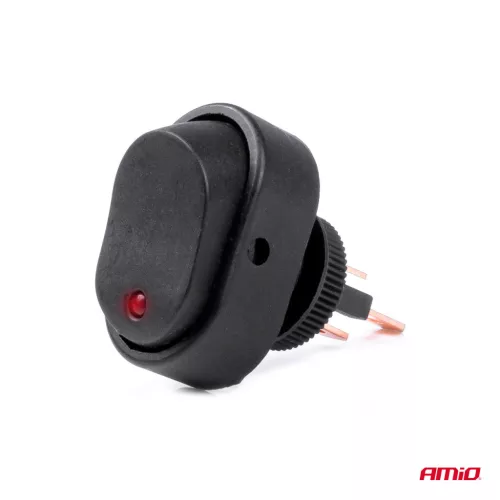 AMiO elliptikus kapcsoló – piros fény 12/24V max.30A ON/OFF (03089)