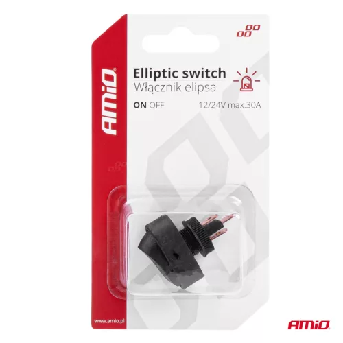 AMiO elliptikus kapcsoló – piros fény 12/24V max.30A ON/OFF (03089)