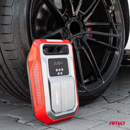 AMiO autós légkompresszor – digitális nyomásmérő és LED fény 12V ACOMP-18 (03268)