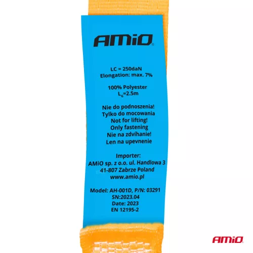 AMiO önzáró csatos rögzítőheveder 2.5m x 25mm (03291)
