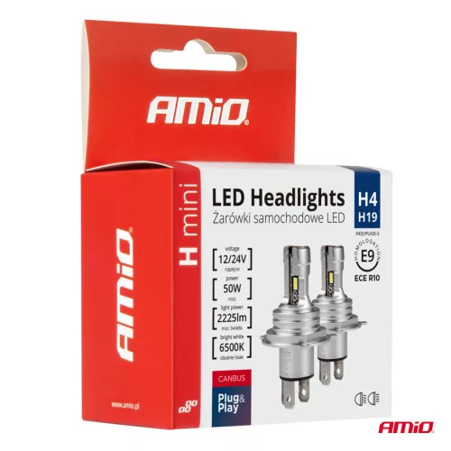 AMiO LED fényszóróizzók H-mini sorozat H4/H19 (03331)