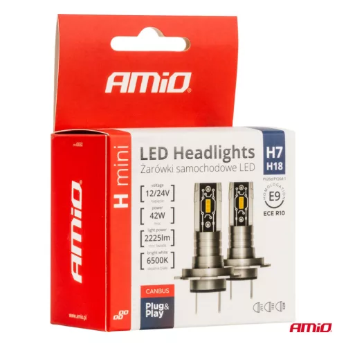 AMiO LED fényszóróizzók H-mini sorozat H7/H18 (03332)