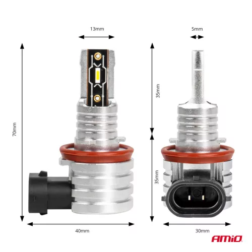 AMiO LED fényszóróizzók H-mini sorozat H8/H9/H11/H16 (03333)