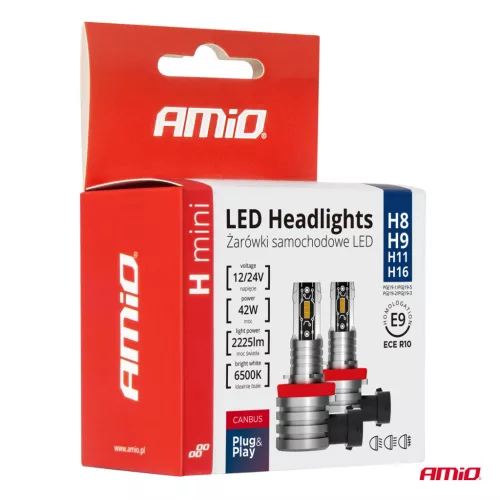 AMiO LED fényszóróizzók H-mini sorozat H8/H9/H11/H16 (03333)