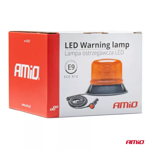 AMiO LED-es figyelmeztető lámpa W22m mágneses / 3 rögzítőcsavar, ECE R10 60LED 12/24V IP66 (03337)
