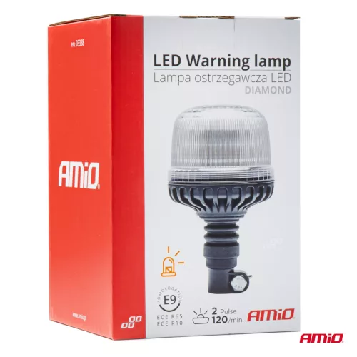 AMiO LED-es figyelmeztető lámpa W25p Flex cső R65 R10 24LED 12/24V IP66 (03338)