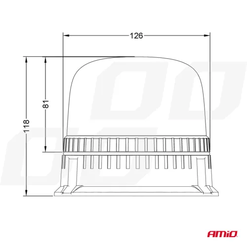 AMiO LED-es figyelmeztető lámpa W25b 3 csavarok R65 R10 24LED 12/24V IP66 (03341)