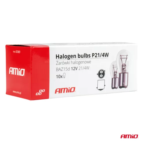 AMiO halogénizzók P21/4W 12V BAZ15d 10 db (03369)