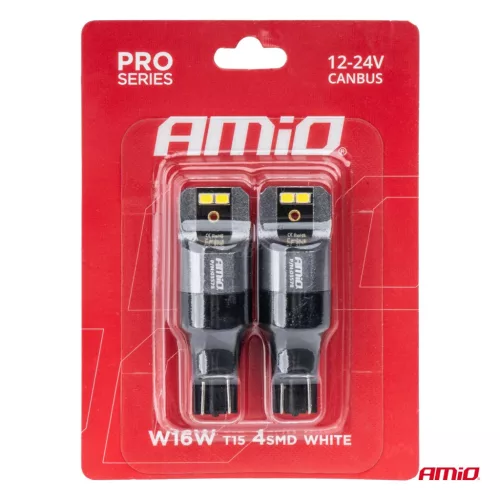 AMiO LED CANBUS PRO sorozat T15 W16W 4x2016 SMD fehér 12/24V (03578)