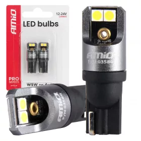   AMiO LED PRO sorozat T10 W5W 4x3030 SMD fehér 12/24V FULL CANBUS (03580)