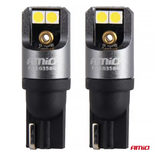 AMiO LED PRO sorozat T10 W5W 4x3030 SMD fehér 12/24V FULL CANBUS (03580)