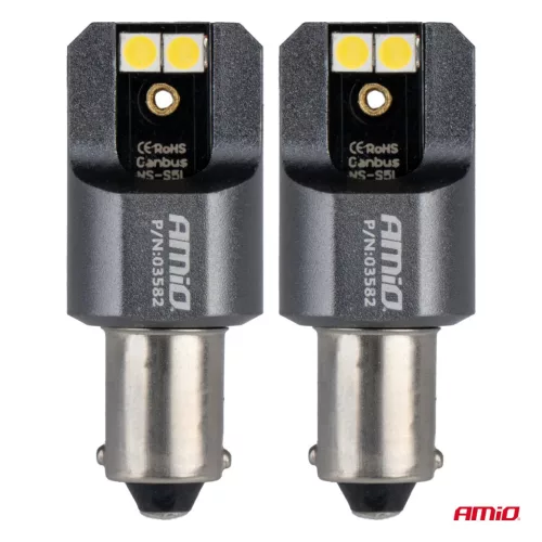 AMiO LED CANBUSPRO sorozat BA9S 4x3030 SMD fehér 12/24V FULL CANBUS (03582)