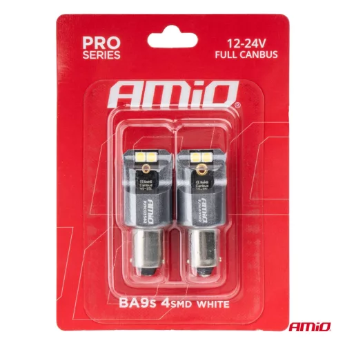 AMiO LED CANBUSPRO sorozat BA9S 4x3030 SMD fehér 12/24V FULL CANBUS (03582)