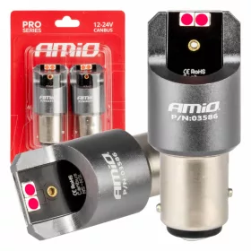   AMiO LED CANBUS PRO sorozat BAY15D P21/5W 4x3030 SMD piros 12/24V (03586)