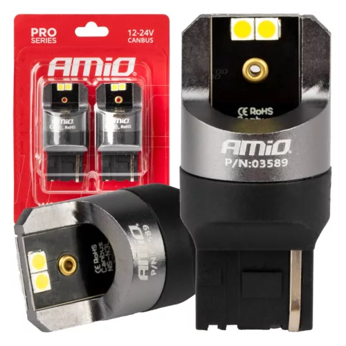 AMiO LED CANBUS PRO sorozat 7440 W21W 4x3030 SMD fehér 12/24V (03589)