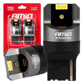   AMiO LED CANBUS PRO sorozat 7440 WY21W 4x3030 SMD narancssárga 12/24V (03590)