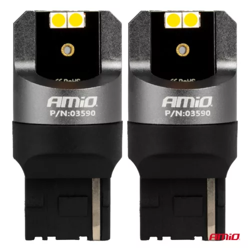 AMiO LED CANBUS PRO sorozat 7440 WY21W 4x3030 SMD narancssárga 12/24V (03590)