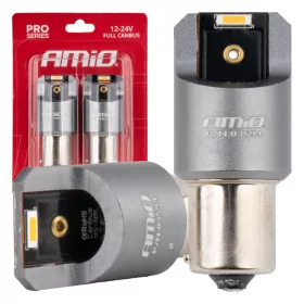   AMiO LED CANBUS PRO sorozat PY21W 2x1860 SMD borostyánsárga 12V 24V (03594)