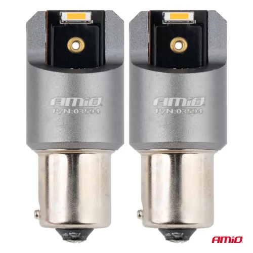 AMiO LED CANBUS PRO sorozat PY21W 2x1860 SMD borostyánsárga 12V 24V (03594)