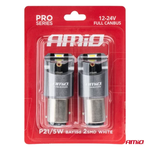 AMiO LED CANBUS PRO sorozat BAY15D P21/5W 2x1860SMD fehér 12/24V FULL CANBUS (03595)