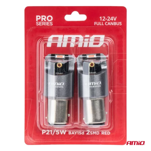 AMiO LED CANBUS PRO sorozat BAY15D P21/5W 2x1860SMD piros 12/24V FULL CANBUS (03596)