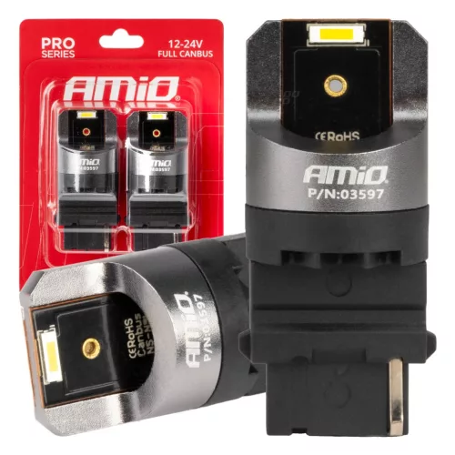 AMiO LED CANBUS PRO sorozat 3156 P27W 2x1860SMD fehér 12/24V FULL CANBUS (03597)