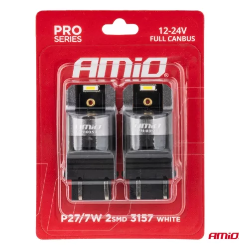 AMiO LED CANBUS PRO sorozat P27/7W 2x3157 SMD fehér 12V 24V (03598)